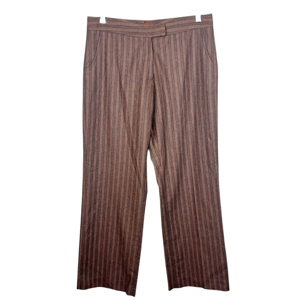 Kuhlman Womens Turkish Wool Trousers Brown Stripe Wide Leg Pant EU 44 / US 12